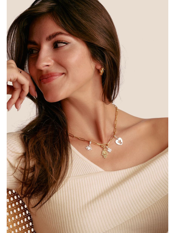 Charm-Anhänger Glücksklee Mit Steinen Connect Silber