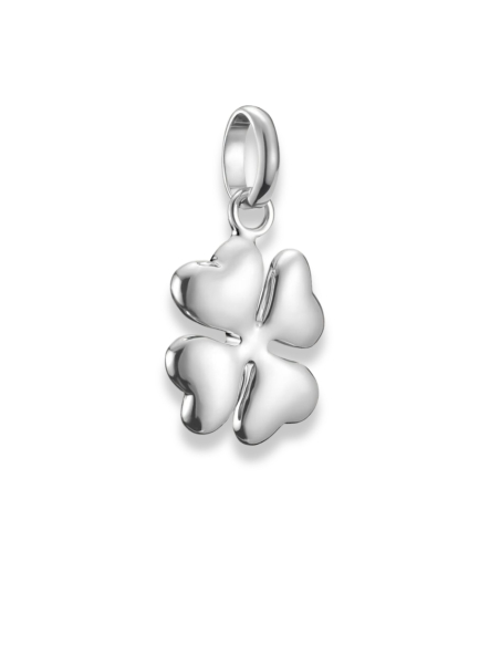 Charm Pendant Lucky Clover In 3D Connect Silver