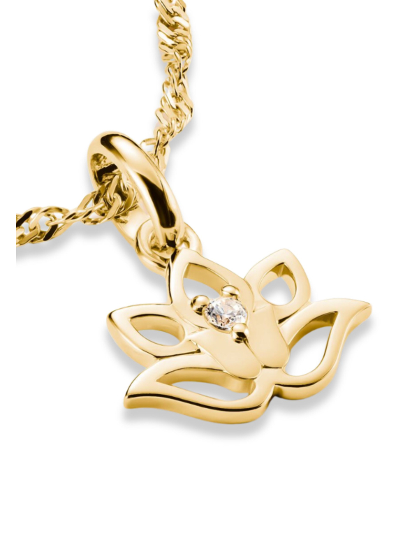 Colgante charm flor de loto con piedras Conectado chapado en oro