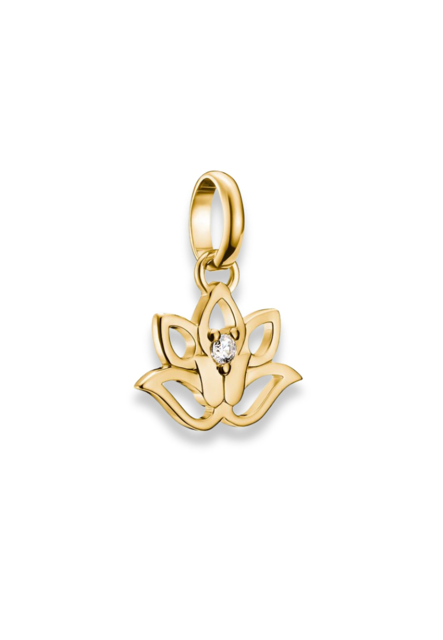 Pendentif charm fleur de lotus avec pierres Connect plaqué or