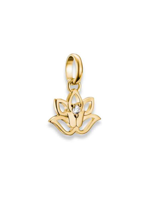 Charm pendant lotus flower with stones Connect gold-plated