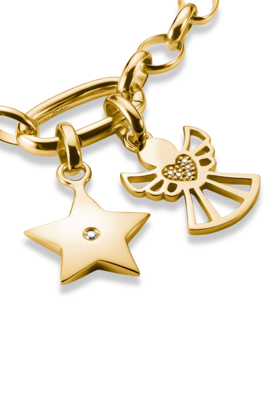 Charm-Anhänger Stern mit weißem Stein Connect vergoldet