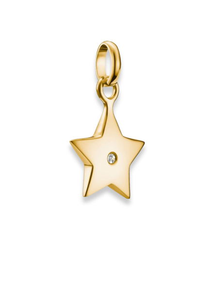 Pendentif charm étoile avec pierre blanche Connect plaqué or