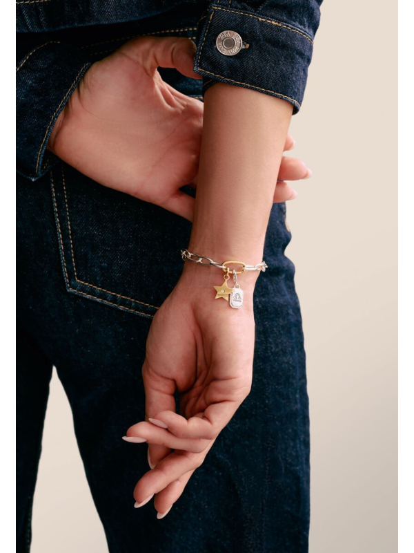 Colgante charm estrella con piedra blanca Connect chapado en oro