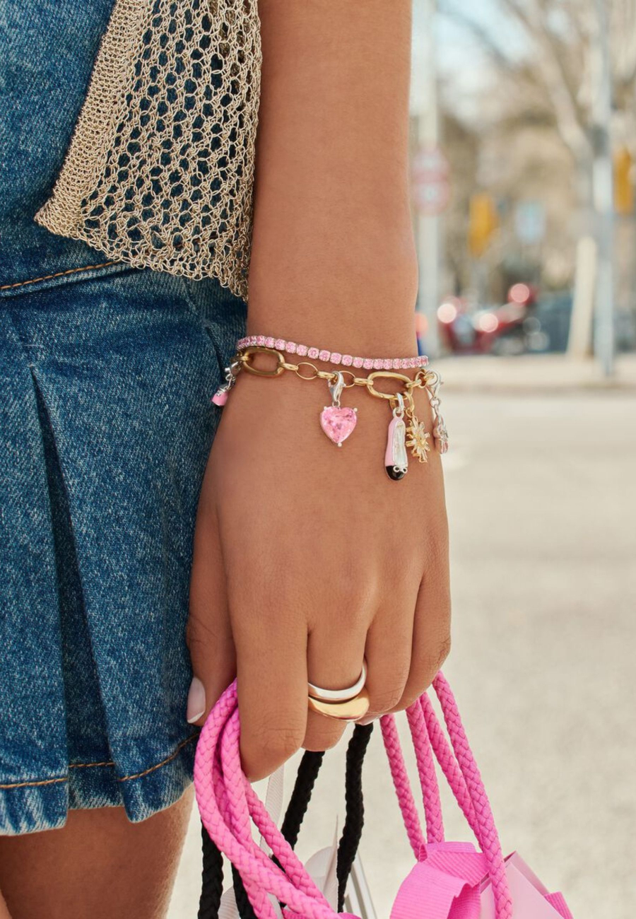 Colgante Charm Bailarina Rosa Connect Plata