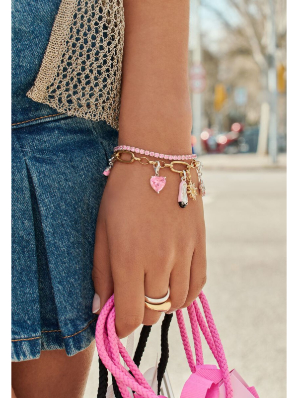 Charm-Anhänger Rosa Ballerina Connect Silber