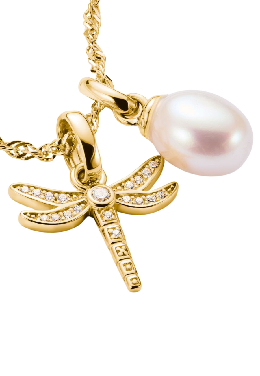 Charm Pendant Dragonfly with Stones Connect Gold-Plated