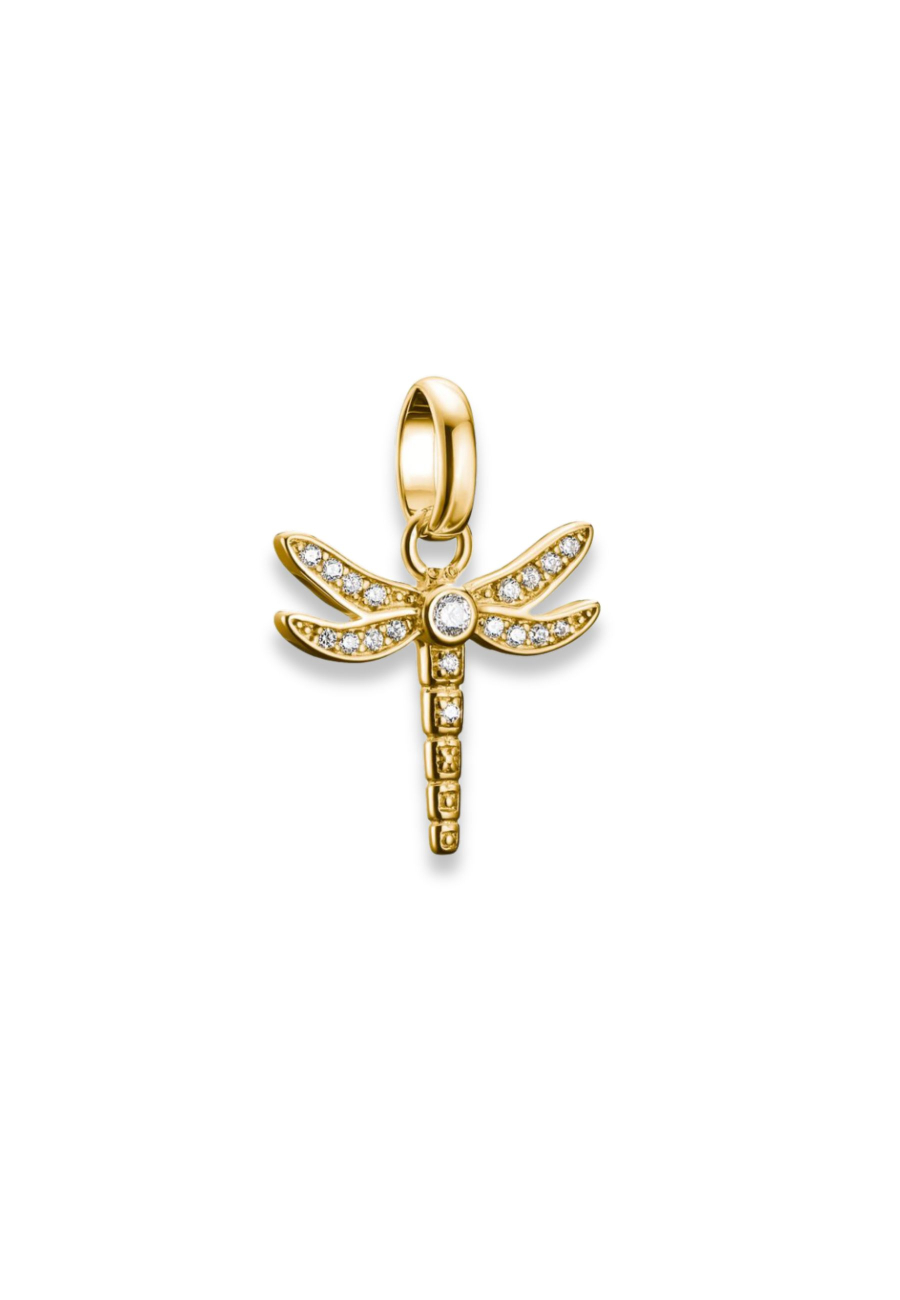 Charm Pendant Dragonfly with Stones Connect Gold-Plated