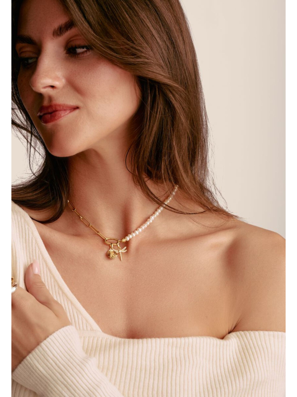 Charm Pendant Dragonfly with Stones Connect Gold-Plated