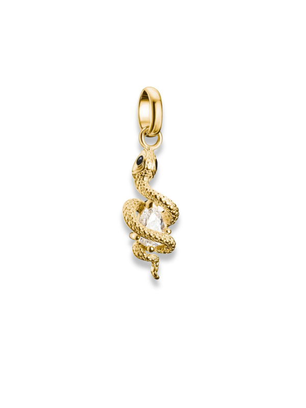 Charm Pendant Snake with Stone Connect Gold-Plated