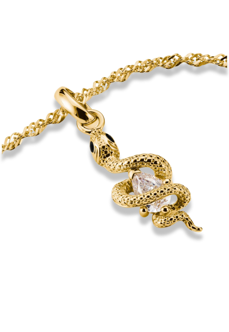Pendentif Charm Serpent avec Pierre Connect Doré à l'Or Fin