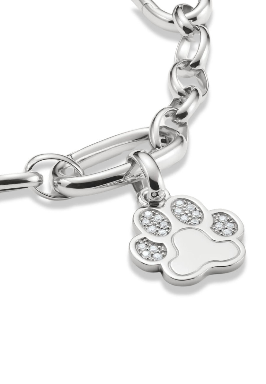 Colgante Huella con Piedras Connect en Plata