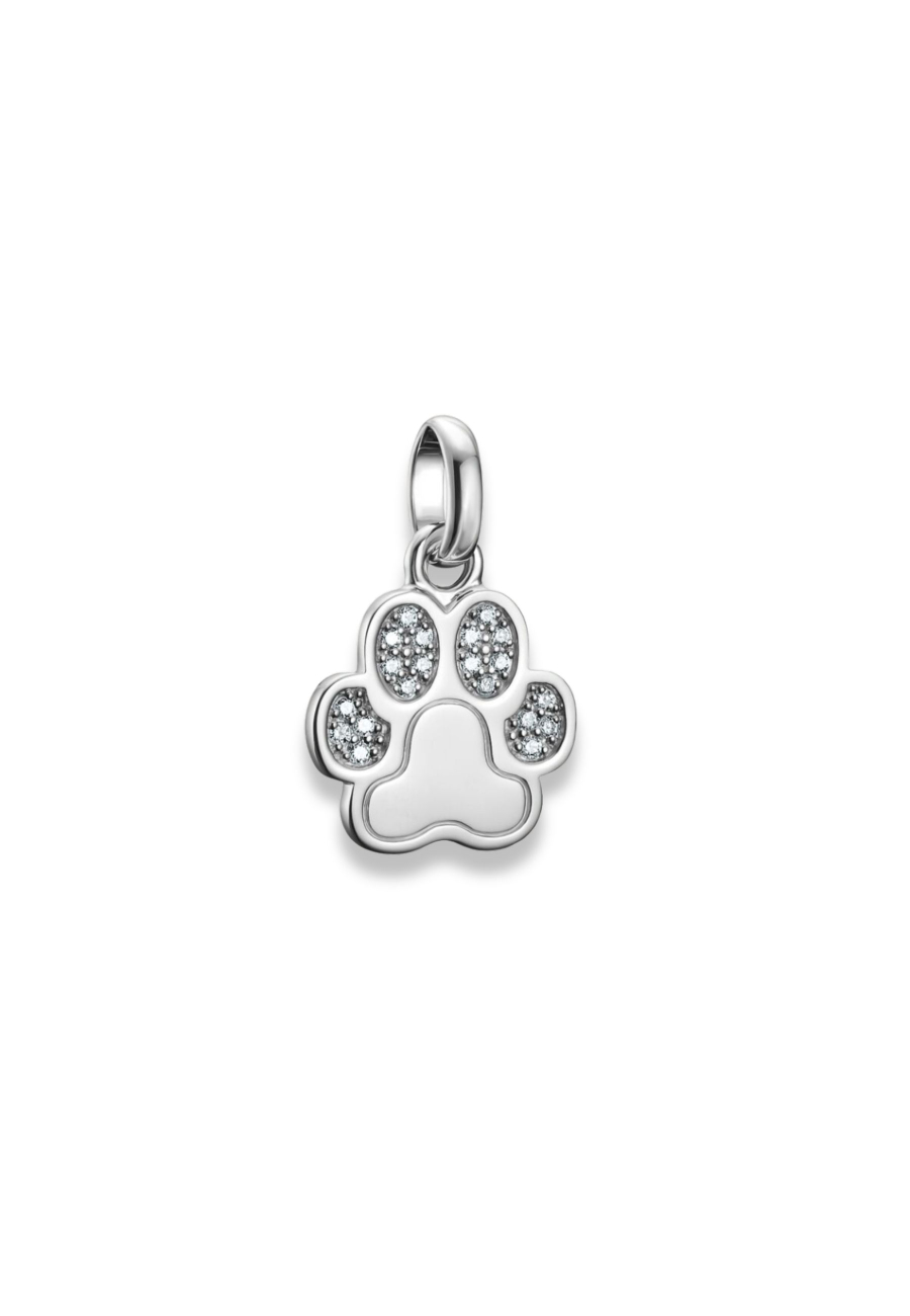 Charm-Anhänger Pfote mit Steinen Connect Silber