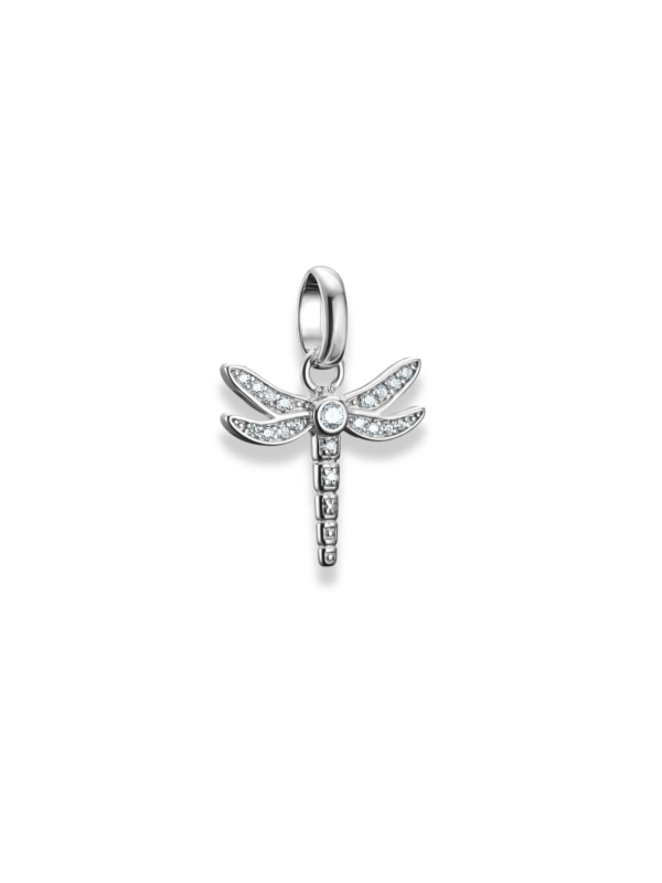 Charm Pendant Dragonfly with Stones Connect Silver