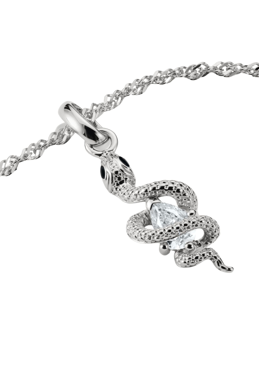 Charm Pendant Snake with Stone Connect Silver