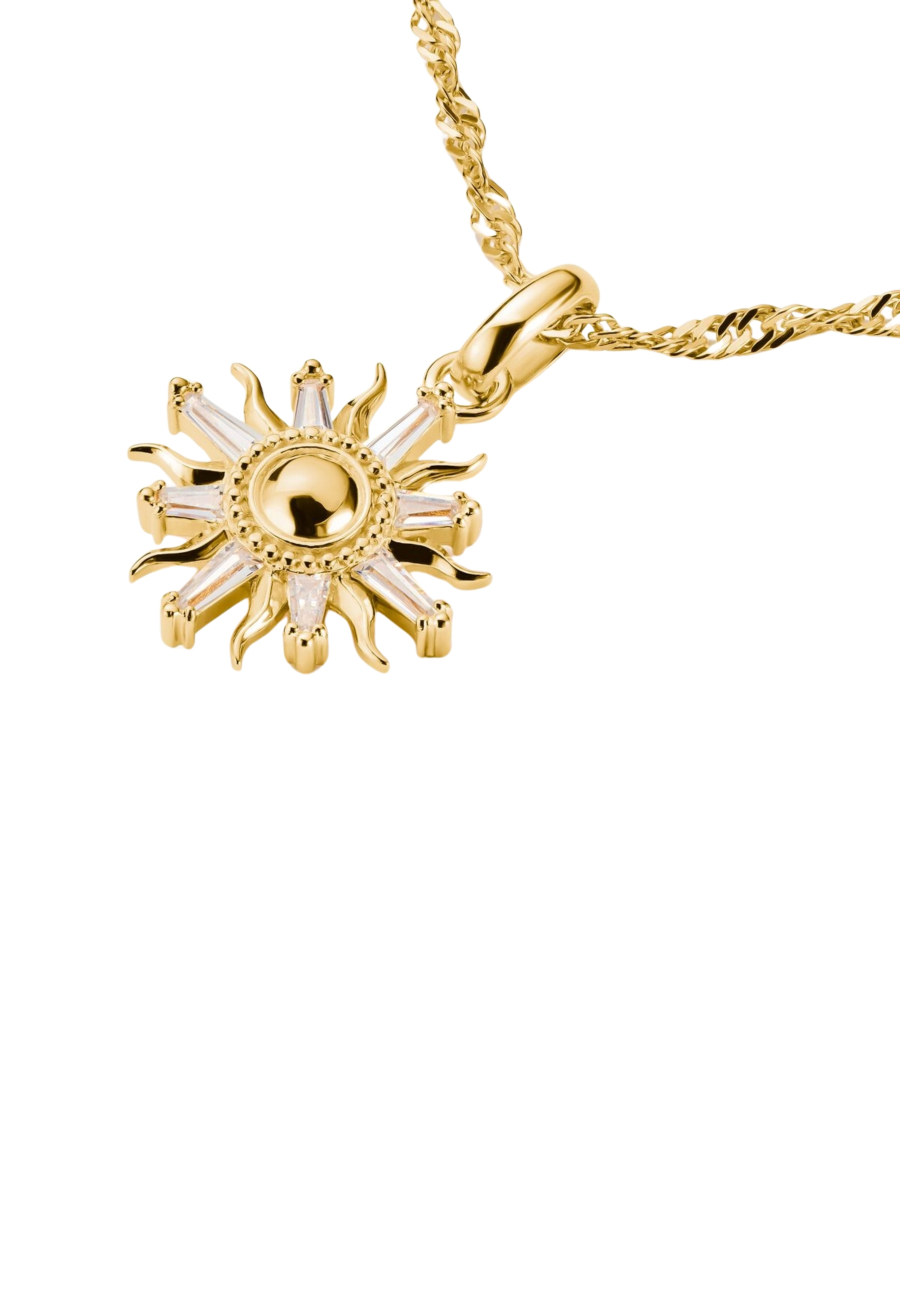 Colgante charm sol con piedras Connect chapado en oro