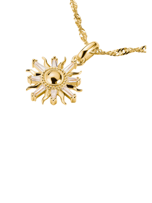 Charm pendant sun with stones Connect gold-plated
