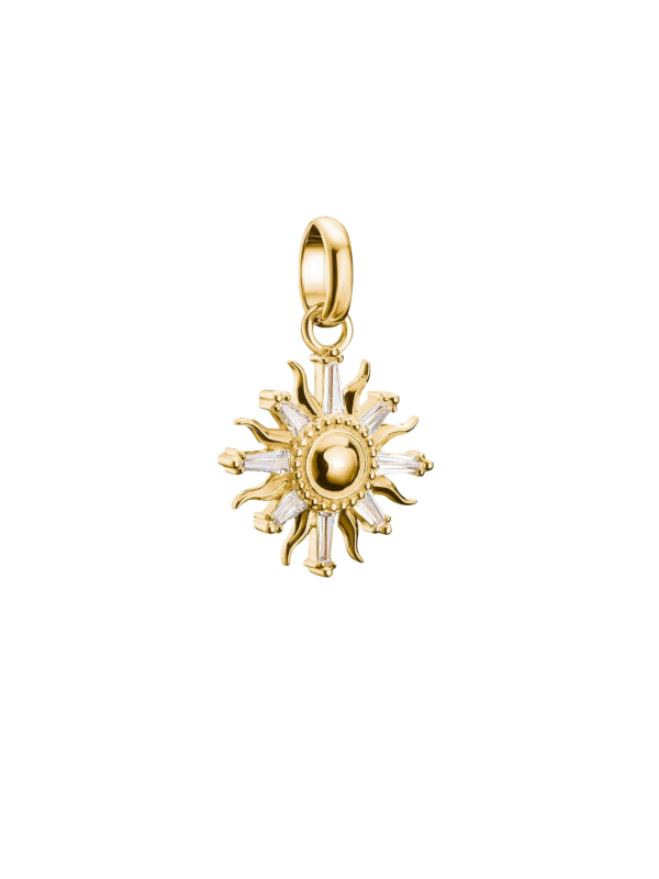 Colgante charm sol con piedras Connect chapado en oro