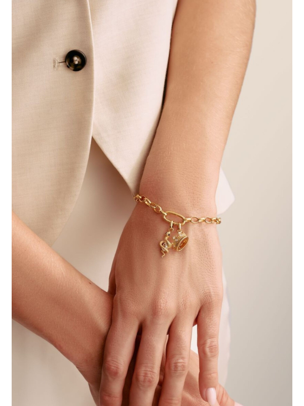 Pendentif charm couronne avec pierres Connect doré à l’or fin