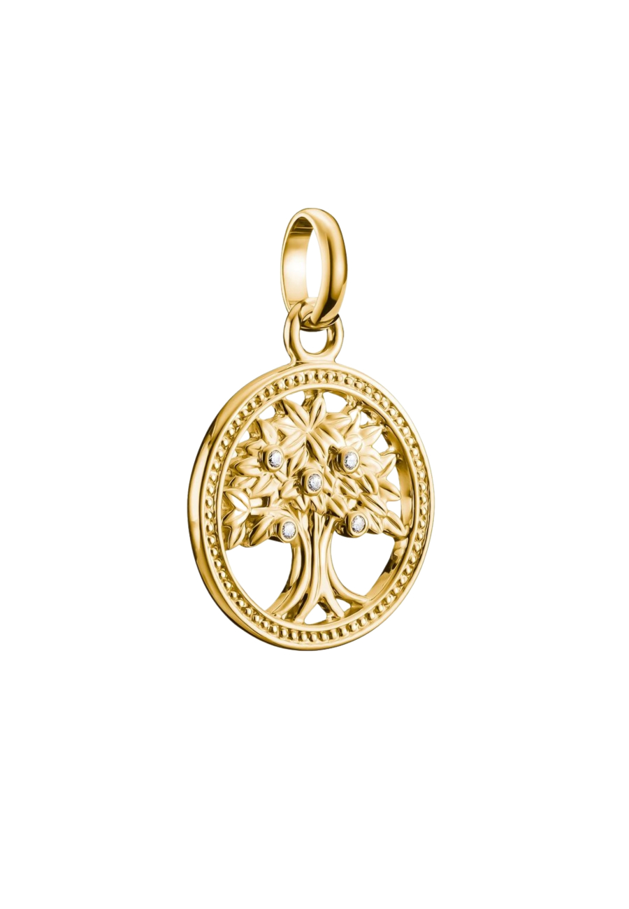 Charm pendant Tree of Love with stones Connect gold-plated
