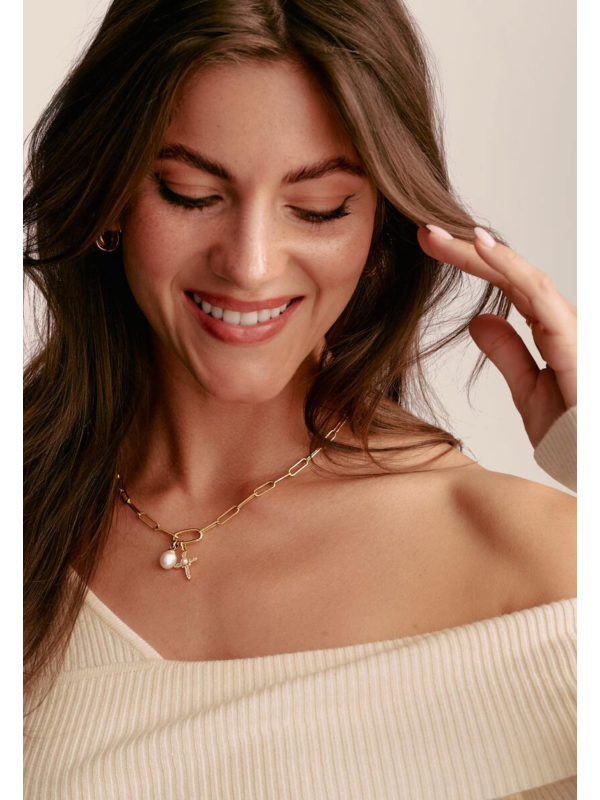 Charm pendant freshwater pearl Connect gold-plated