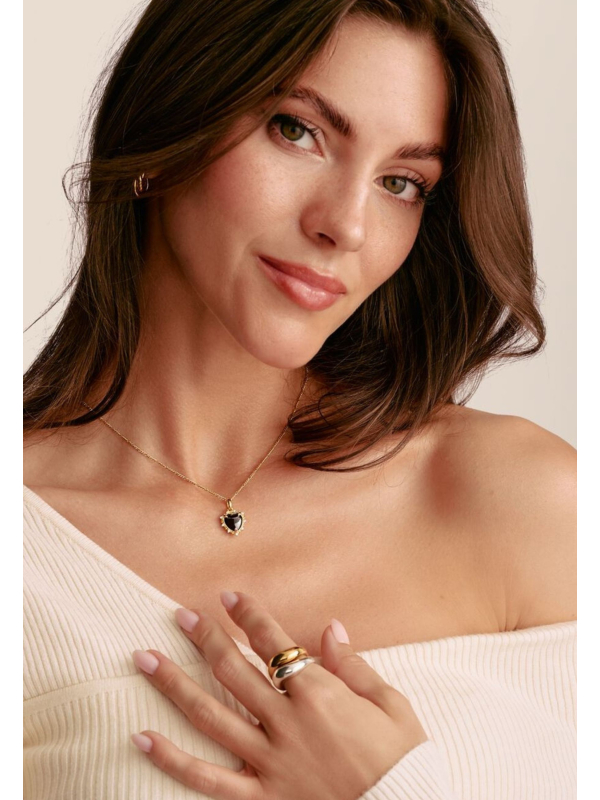 Charm necklace Figaro design gold-plated