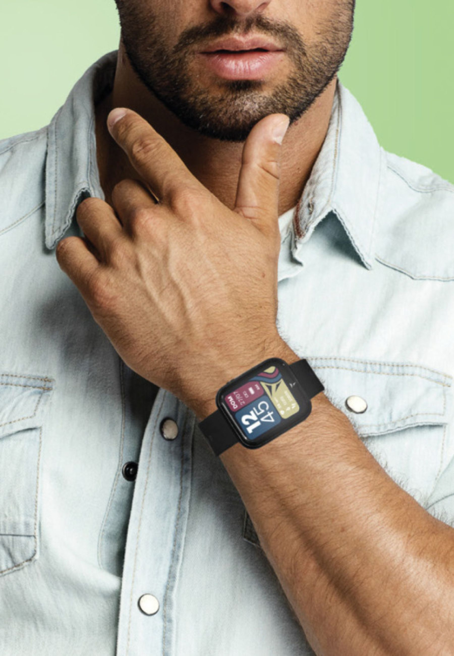 Montre Connectée Techmade Boîtier Vert & Bracelet Noir – Unisexe