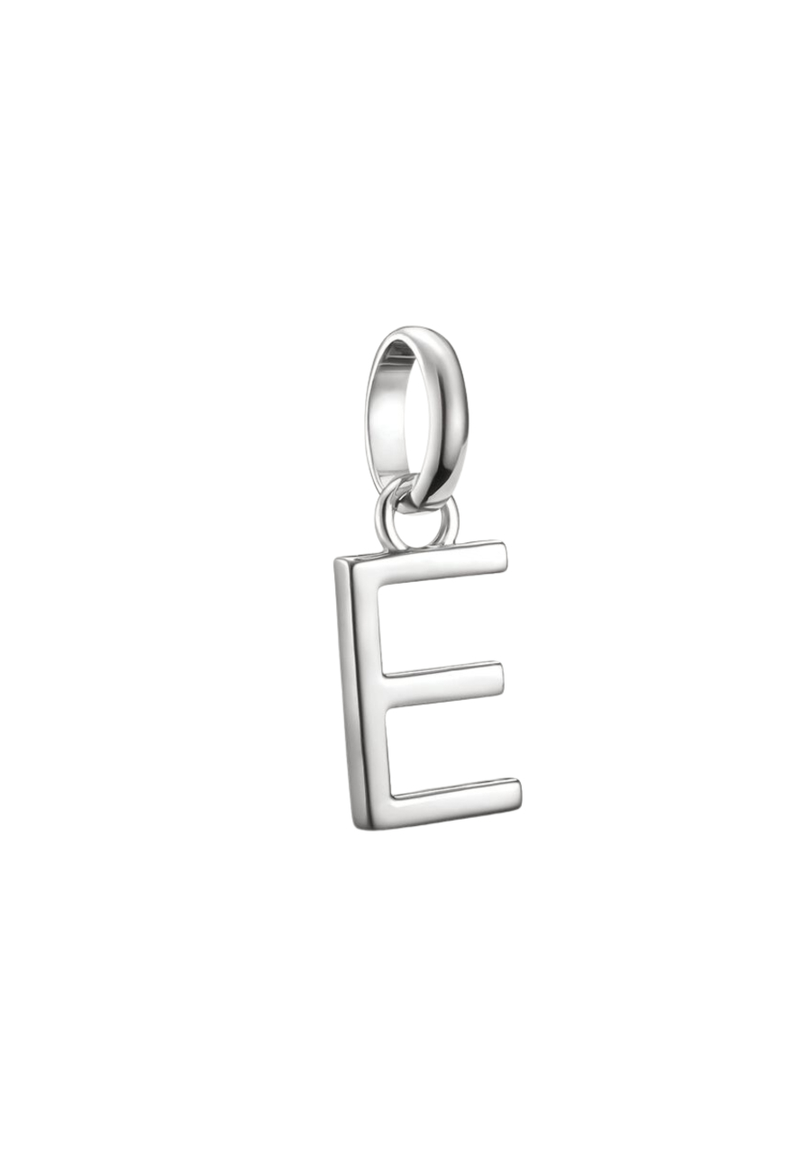 Charm Pendant Letter E Connect Silver