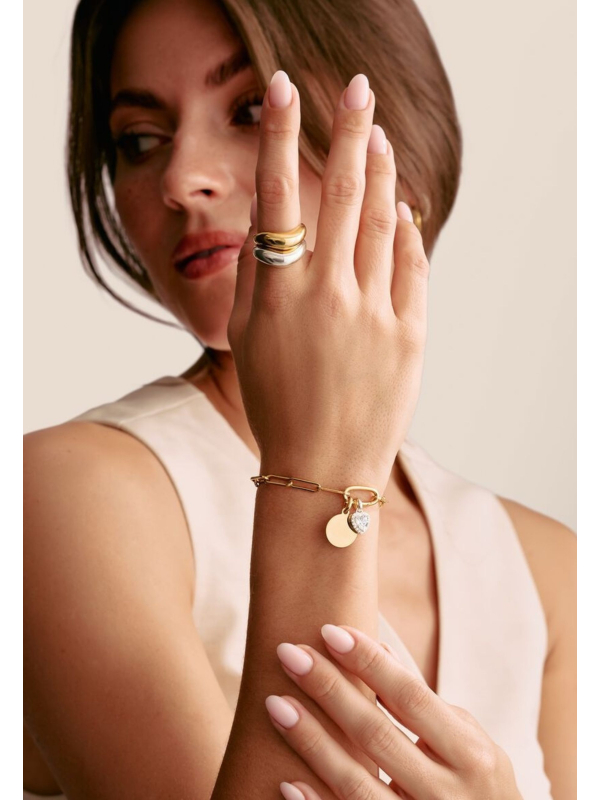 Colgante Charm Moneda Connect Chapado en Oro