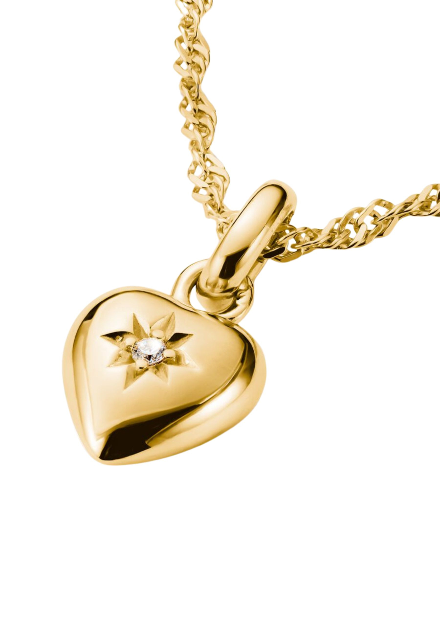 Pendentif Charm Cœur Avec Étoile Connect Plaqué Or