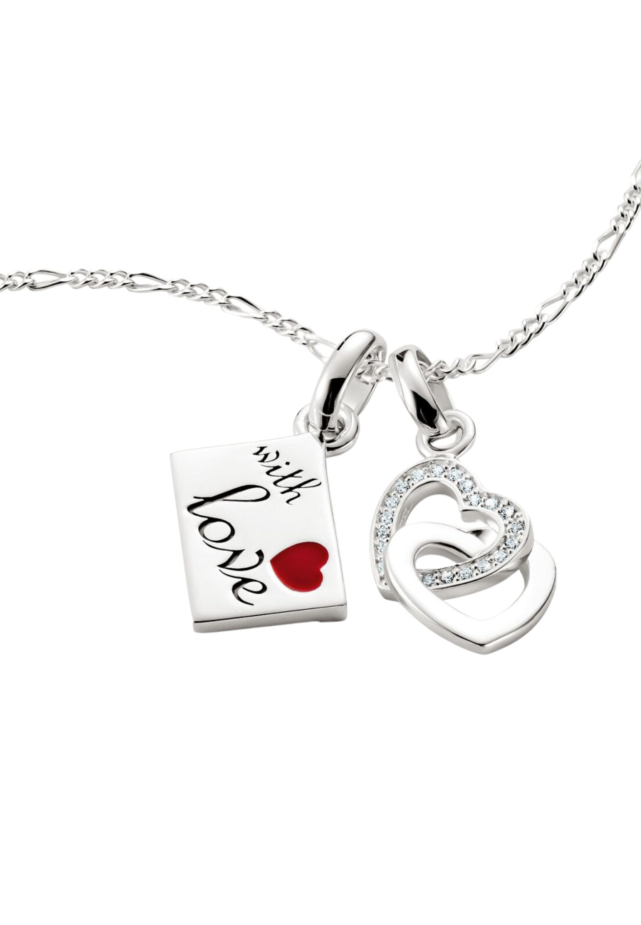 Charm Pendant Intertwined Hearts Connect Silver