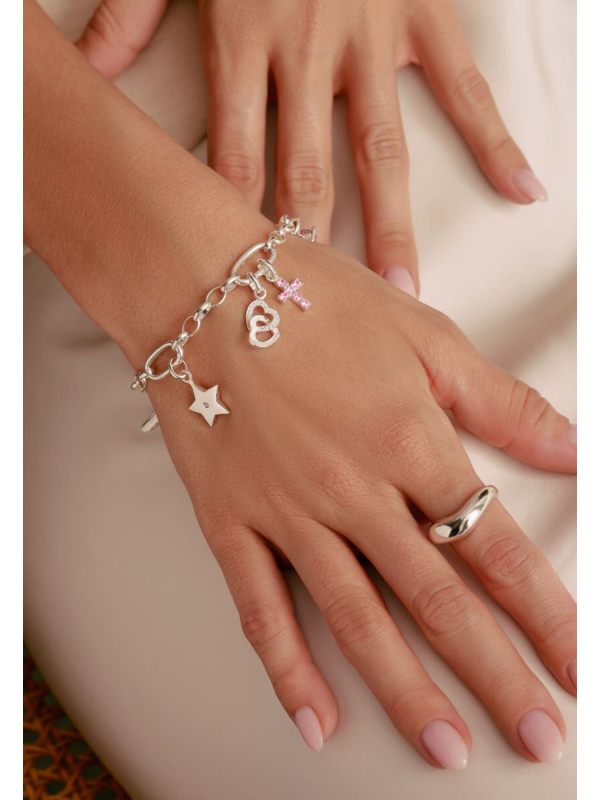 Charm-Anhänger Verschlungene Herzen Connect Silber