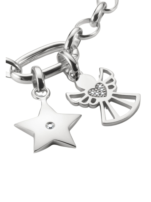 Colgante charm estrella con piedra blanca Connect plata