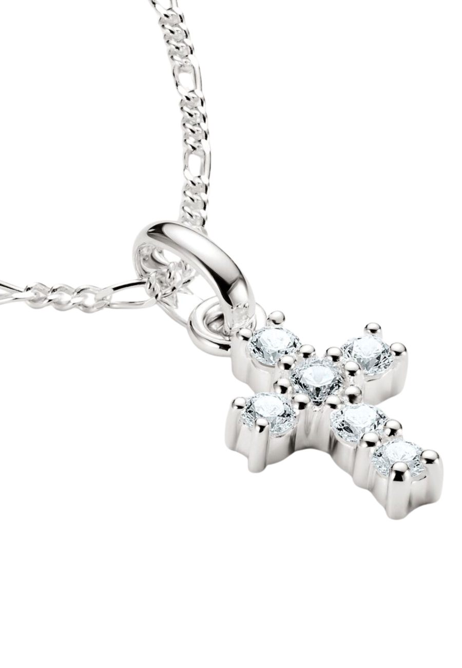 Colgante charm cruz con piedras blancas Connect plata