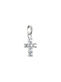 Charm-Anhänger Kreuz mit weißen Steinen Connect Silber