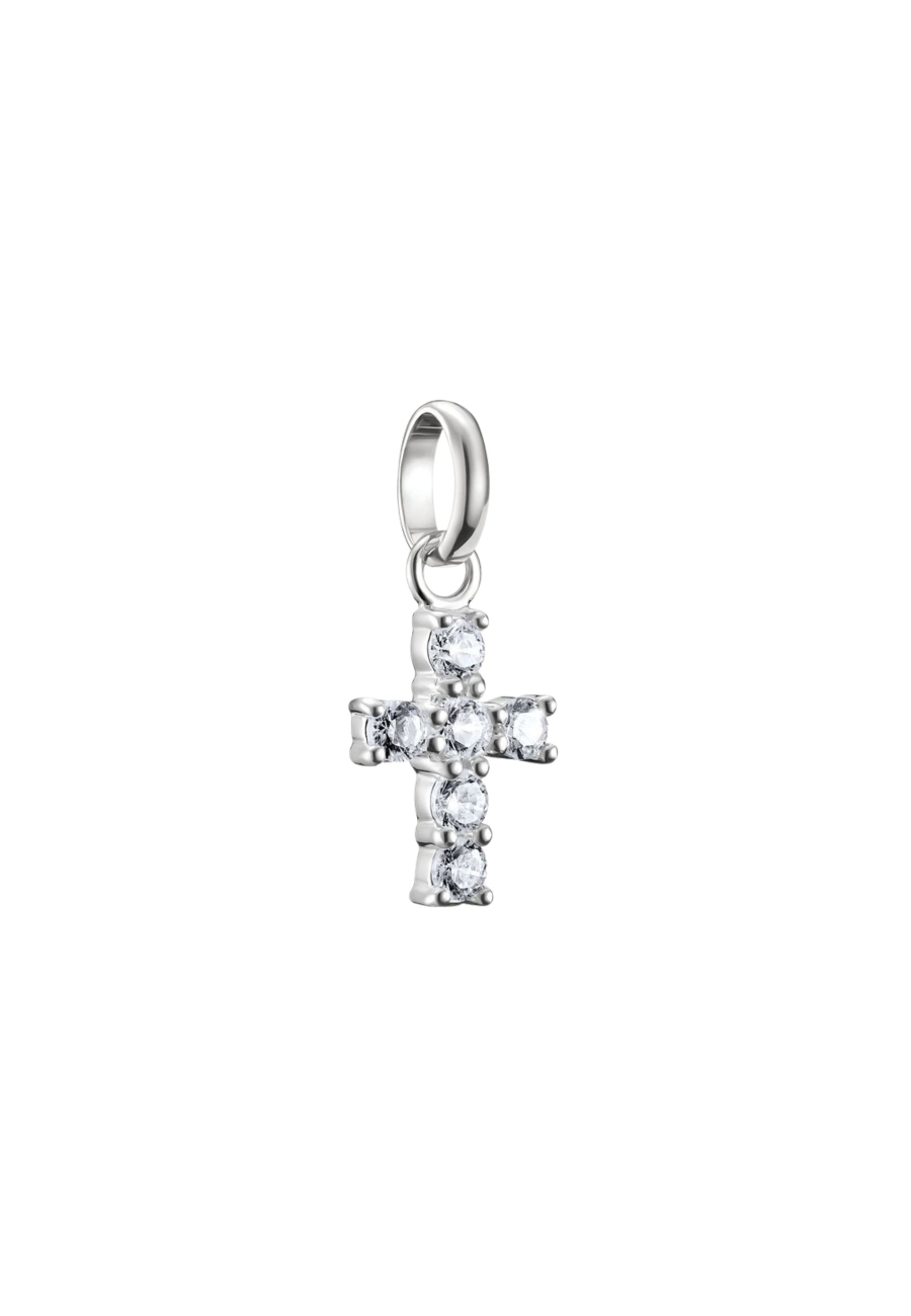 Pendentif charm croix avec pierres blanches Connect argent