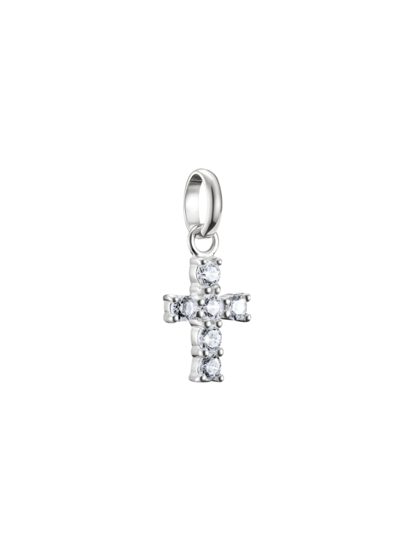 Pendentif charm croix avec pierres blanches Connect argent