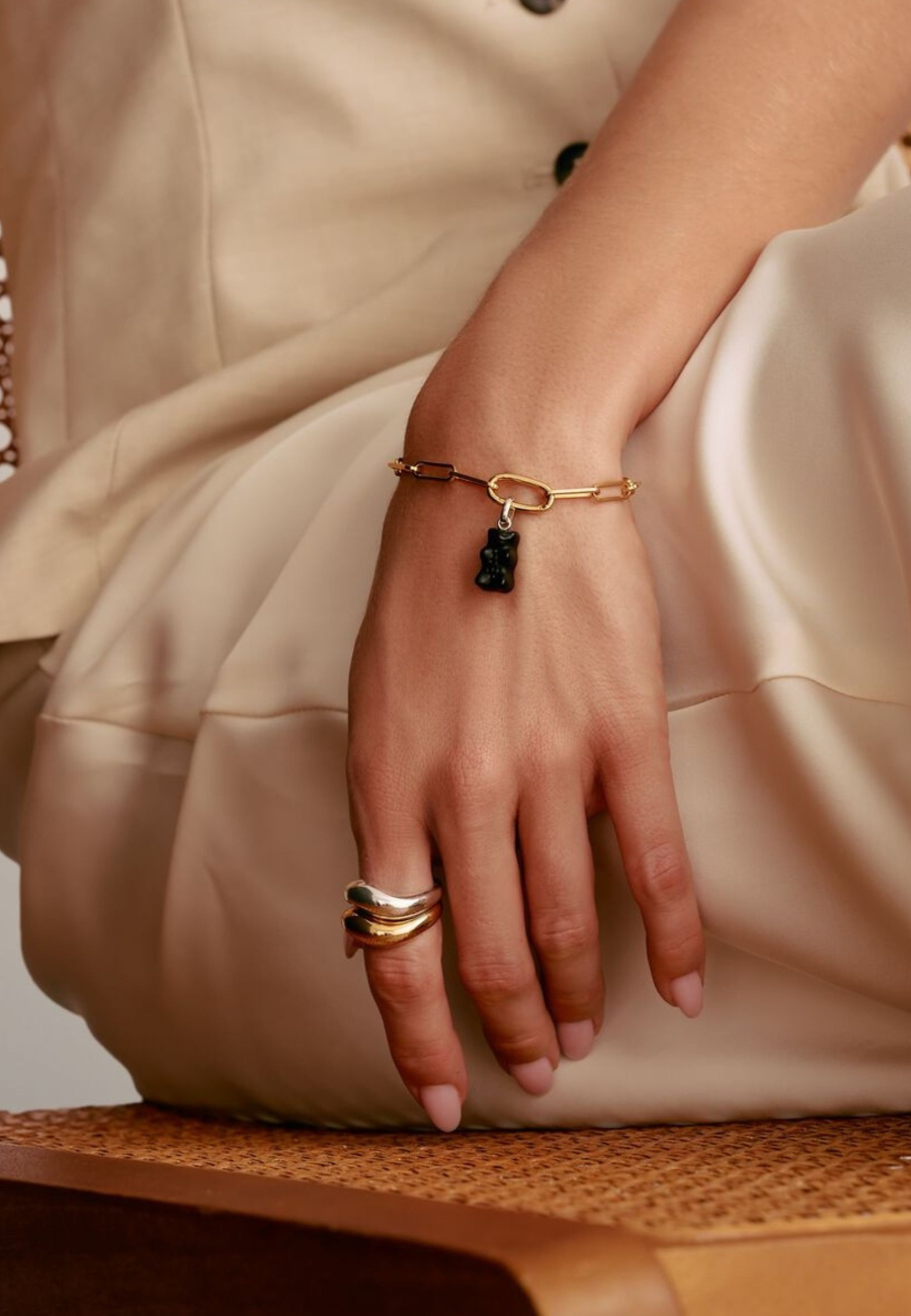 Charm Bracelet Paperclip With Connect Link Gold-Plated