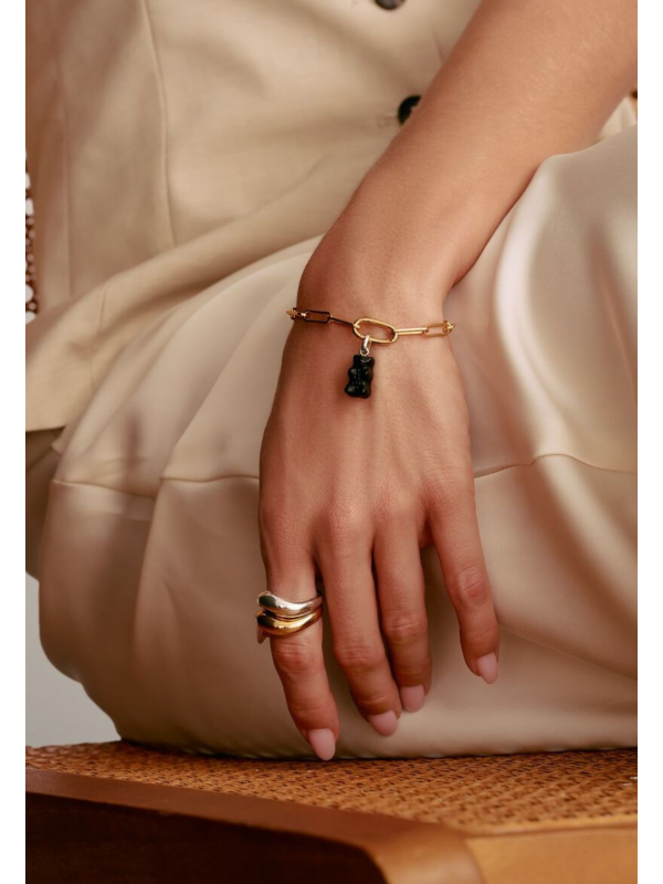 Charm Bracelet Paperclip With Connect Link Gold-Plated