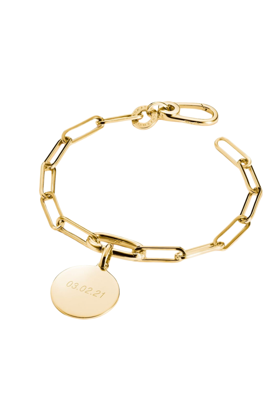 Charm Bracelet Paperclip With Connect Link Gold-Plated