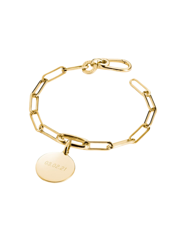 Charm Bracelet Paperclip With Connect Link Gold-Plated