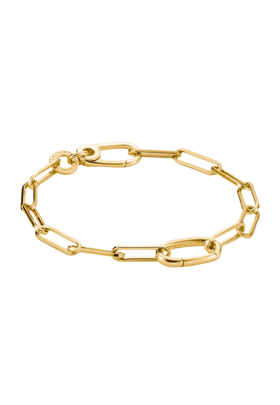 Charm Bracelet Paperclip With Connect Link Gold-Plated