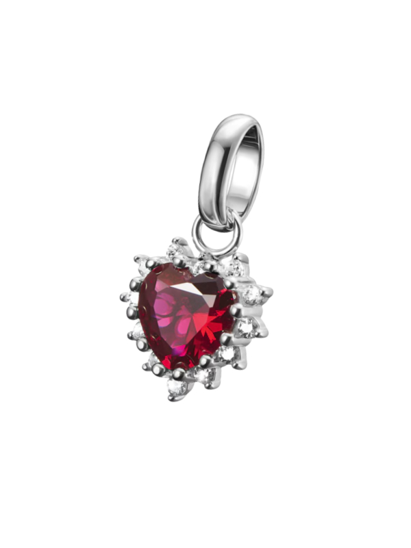 Charm Pendant True Romance Red Heart Connect Silver