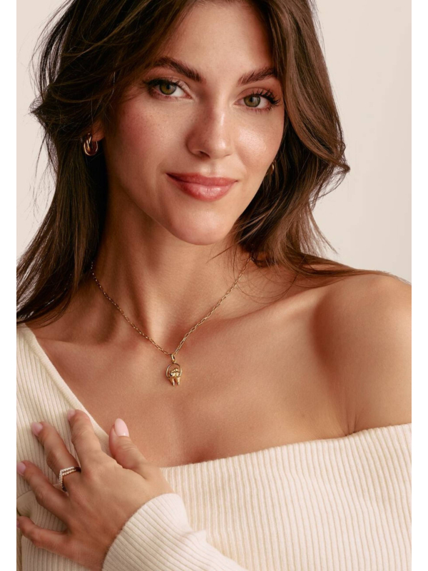 Collier charm maillons trombone doré à l’or fin