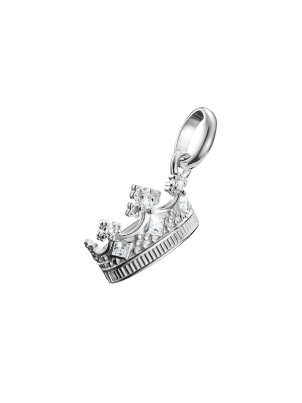 Pendentif Charm Couronne Avec Pierres Connect Argent