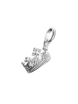 Colgante Charm Corona Con Piedras Conector Plata
