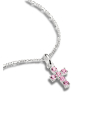 Charm-Anhänger Kreuz mit rosa Steinen Connect aus Silber