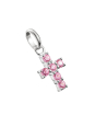 Charm pendant cross with pink stones Connect silver