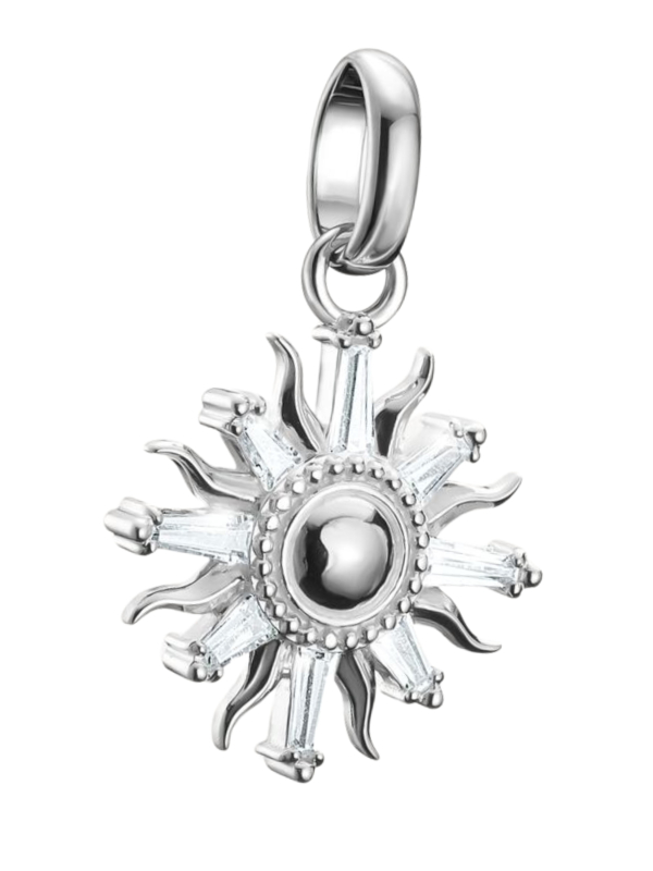 Colgante charm sol con piedras Connect de plata