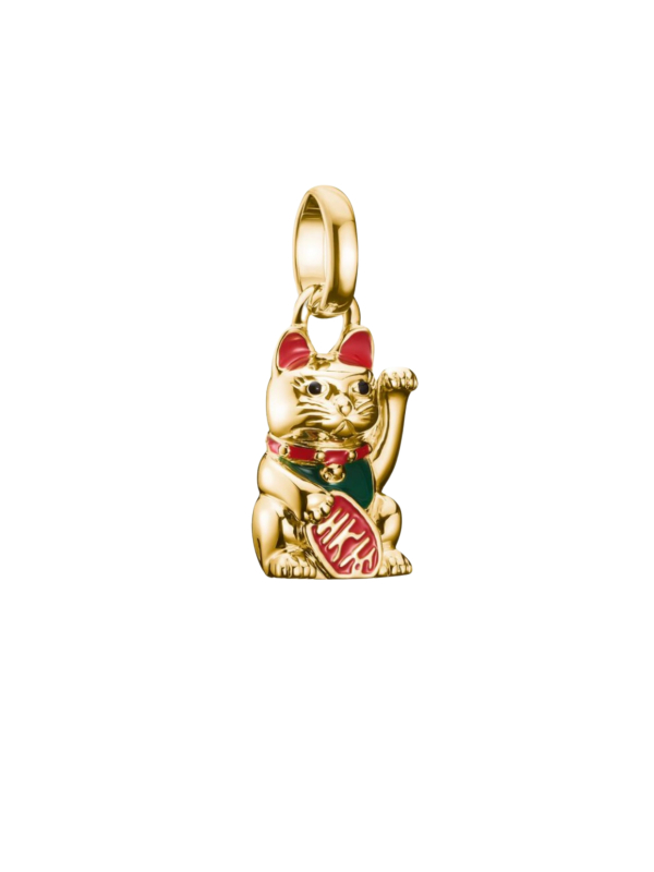 Colgante Charm Gato De La Suerte De Colores Connect Chapado En Oro